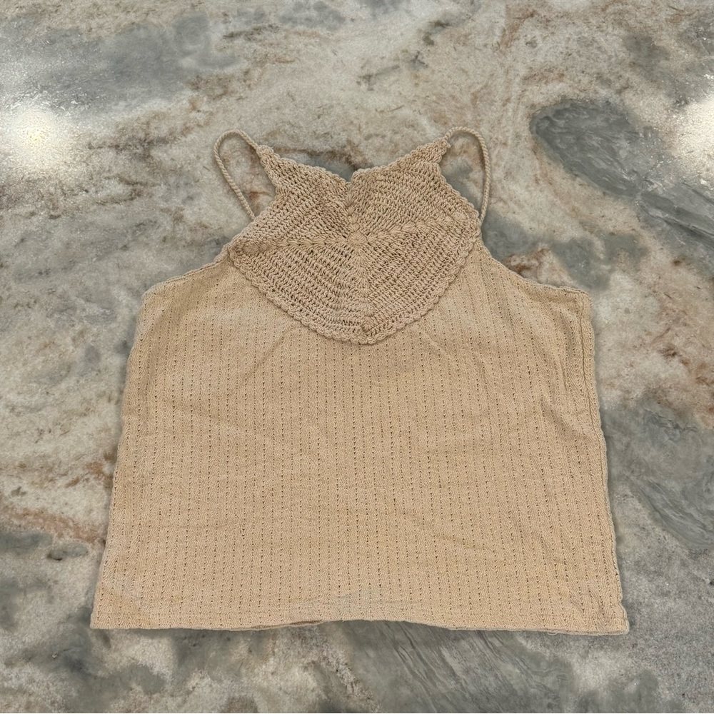H&M Beige Cropped Knit Tank Top